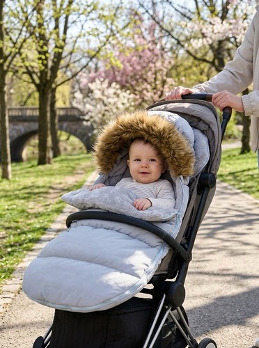 Baby winterfußsack grau 95x50 - winterfußsack,